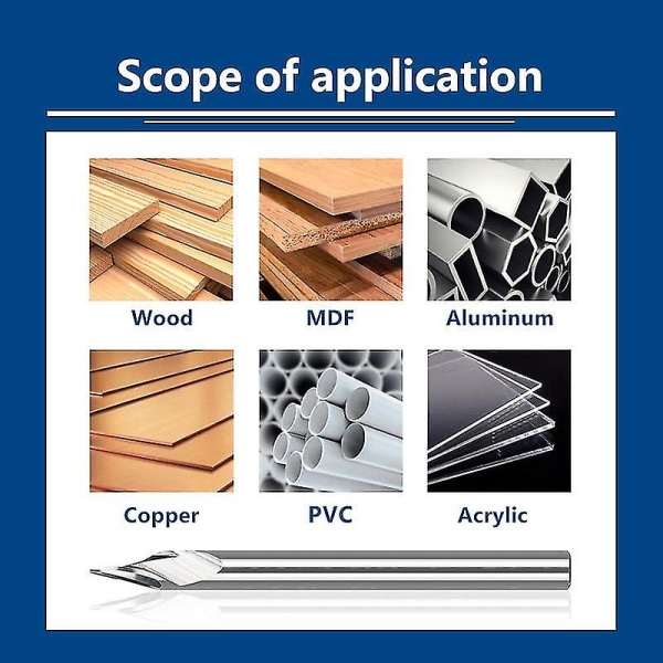 Pcb gravyrbit 3,175 mm skaft V-form snidningsbits 10-90 grader Hårdmetall Cnc fräsbit tippad 0,1 0,2 0,3 mm 3d fräs 3.175mmx45Dx0.1