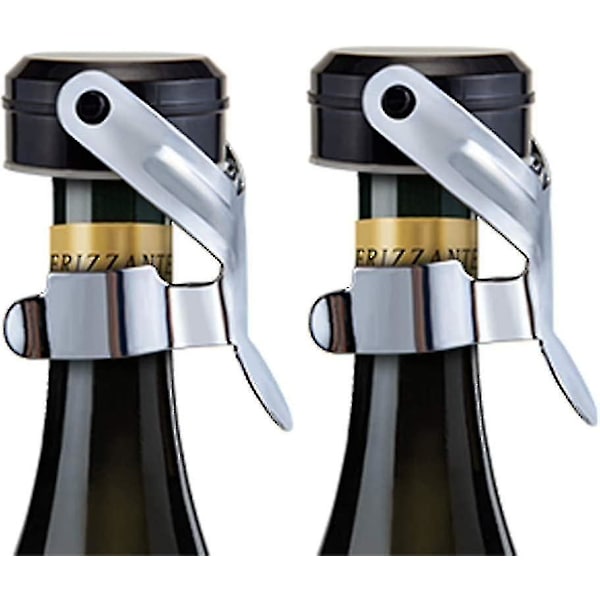 Champagne Prop, 6 stk. Champagneflaske Propforsegler i Rustfrit Stål til Cava Prosecco Mousserende Vin Prop Silver black