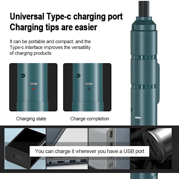 Mini trådlös elektrisk skruvmejselsats set USB uppladdningsbar skruvmejsel 3,6V 250r/min Hem Elektrisk borr Reparation Power White-Basic set