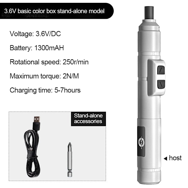 Mini trådlös elektrisk skruvmejselsats set USB uppladdningsbar skruvmejsel 3,6V 250r/min Hem Elektrisk borr Reparation Power White-Basic set