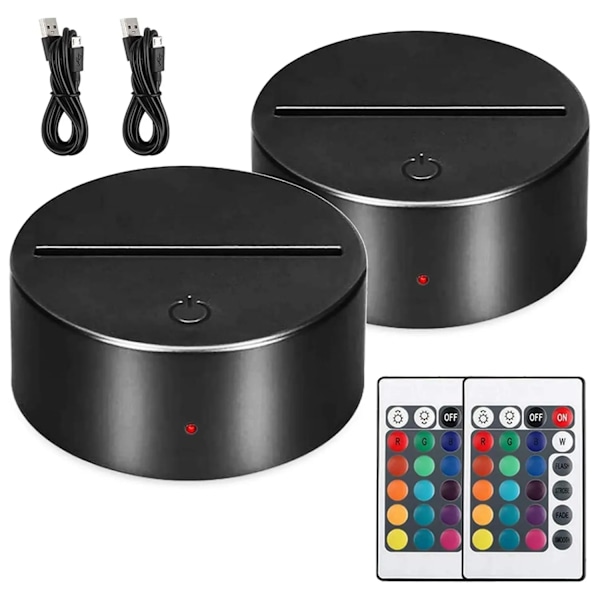 2/4/6/8/10/12 stk LED Lampebase Bord 3D Nattlysbase Med Fjernkontroll Og USB-Kabel 16 Farger Lysstativ Engros 2 Pcs