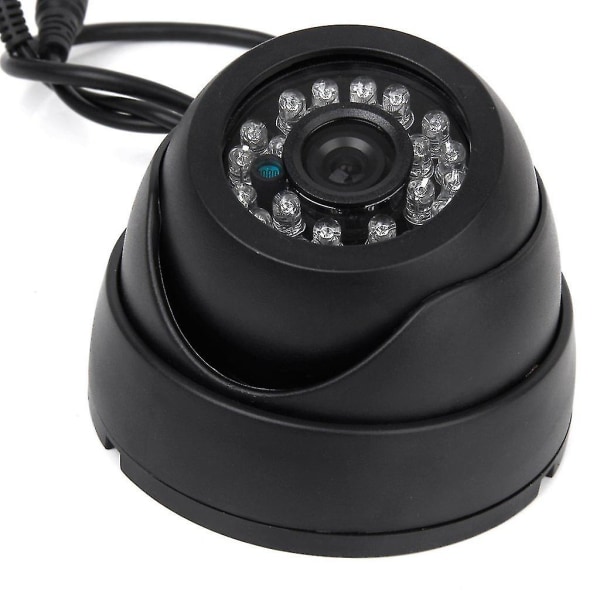 Svart övervakningskamera PAL 1/3\" CMOS 700TVL 24 LED IR Cut 3.6mm Säkerhets inomhus Dome CCTV