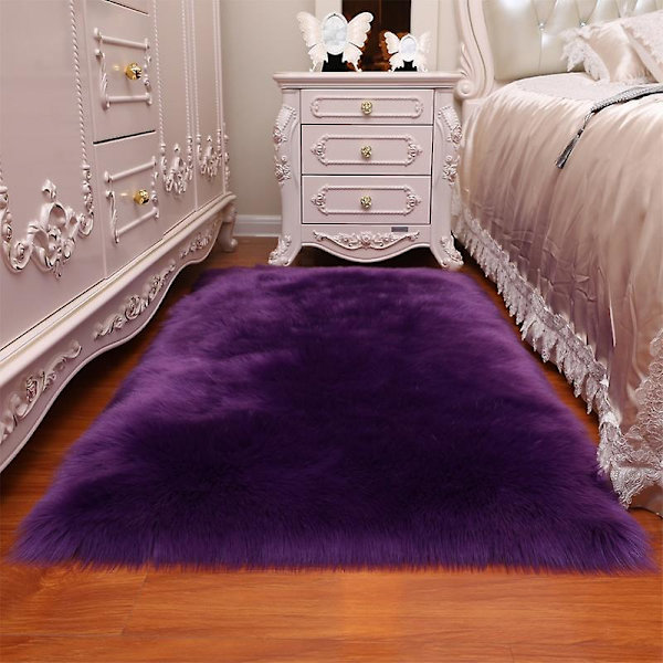 Matta för vardagsrum 160x230 Modern plysch Mjuk Fluffig Sovrum Sängmattor Burvark Soffa Stol Underlägg Vit Grå Stora mattor purple 180x80cm