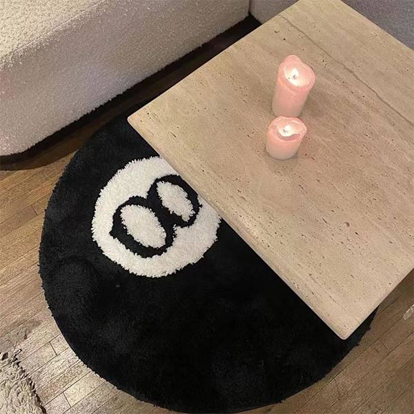 S-JIANG Simulert Biljard 8 Ball Matte Rund Tufting Myke Stoler blackC 100*100cm