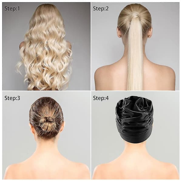 Badehetter for kvinner, svømming, nylonstoff, plissert badehette for langt hår, stor, høy elastisk badehette, svømmehatter Black