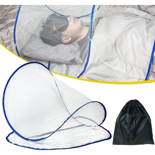 Ultralätt bärbart pop-up myggnätstält, huvud mini hopfällbart myggnät, sovsäck insektsnät för sängkläder Camping Resande uteplats, väger endast 0.
