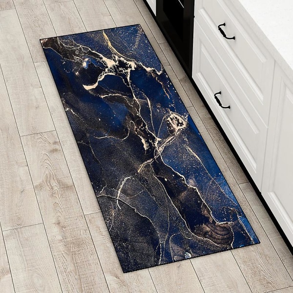Køkken Tæppe Luksus Sort Guld Marmor Blæk Mønster Entré Dørmåtte Soveværelse Stue Gang Anti-slip Lang Strimmel Tæppe 40x60cm 16x24inch 6