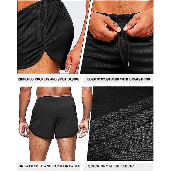 Herr Sport Shorts Sommar Sportkläder Strand Jogging Korta Byxor Träningsshorts Herr Basket Kläder Gym Fitness Löpbottnar Z Black L(60-70kg)