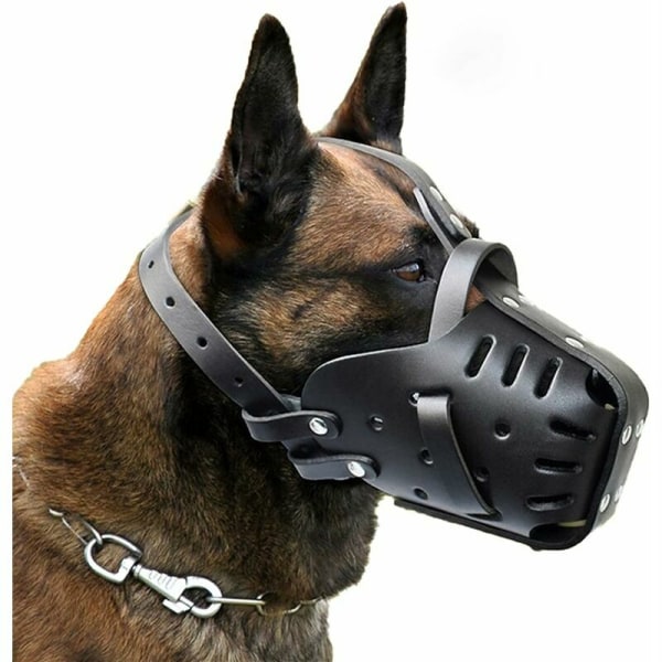 Munkorg för husdjur Läder Medium Stora Hundar Schäfer Doberman Anti-bettmasker Hundträning Försvarsmunkorgar