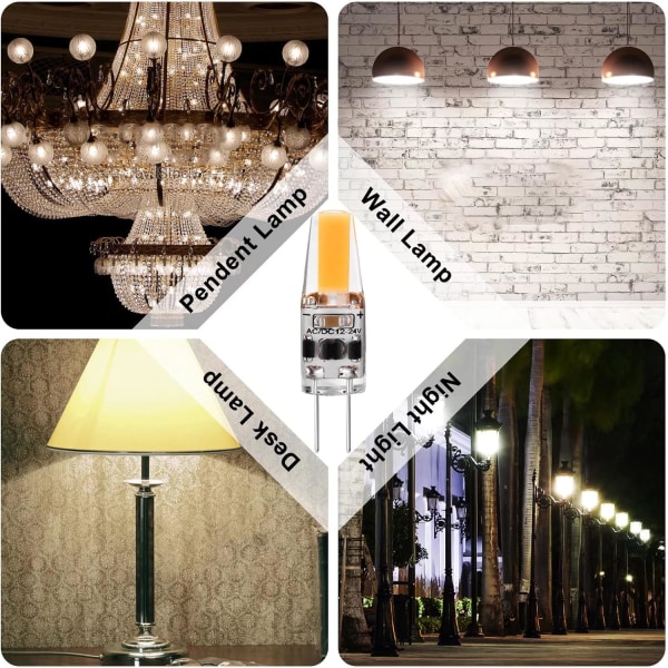 G4 LED 3W 12V AC/DC-glödlampor, G4 3W LED 30W Ekvivalent halogenlampa, 300LM, Varmvit 2700K, Ej dimbar, Paket med 5