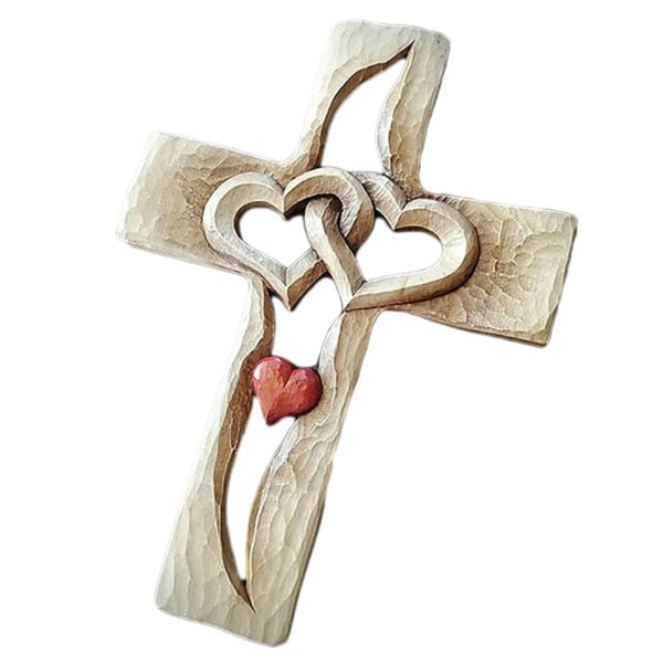 snidade kors sammanflätade hjärtan kärlek trä kors hand snidade