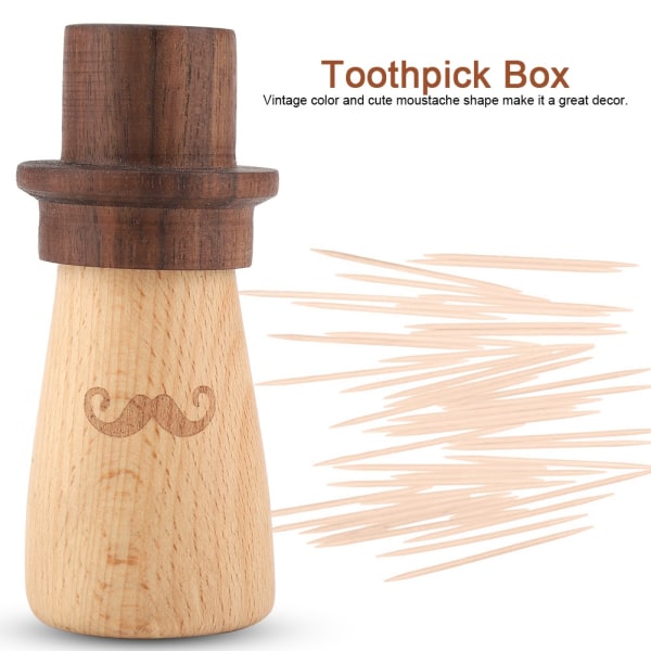 Söt mustasch-formad trä Tandpetare Box Hållare Hem Kök