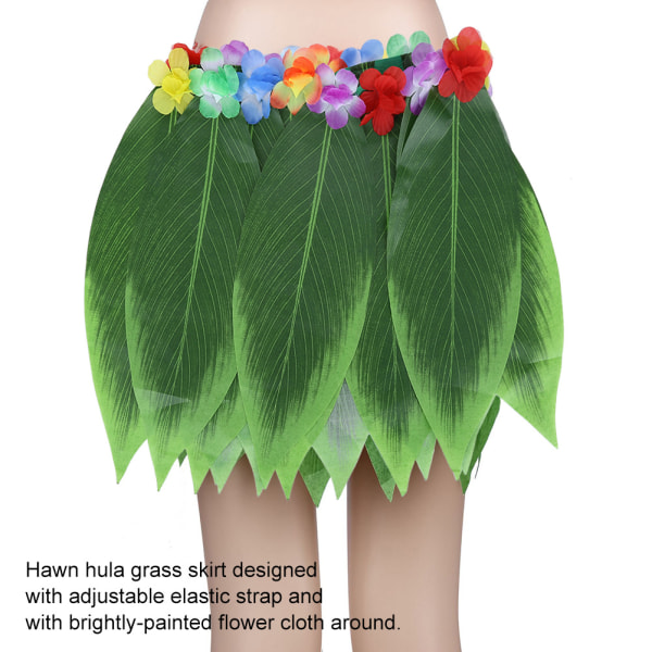 Vuxna som bär hawaiiansk gräskjol dansar till strandfest