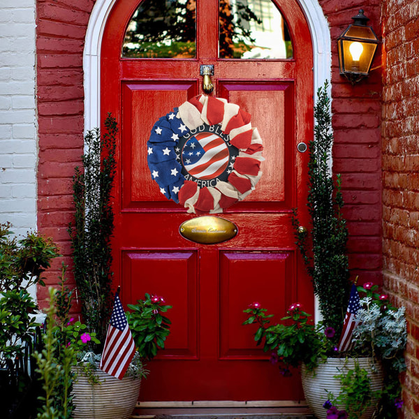 Patriotisk självständighetsdagen krans för ytterdörren USA flagga