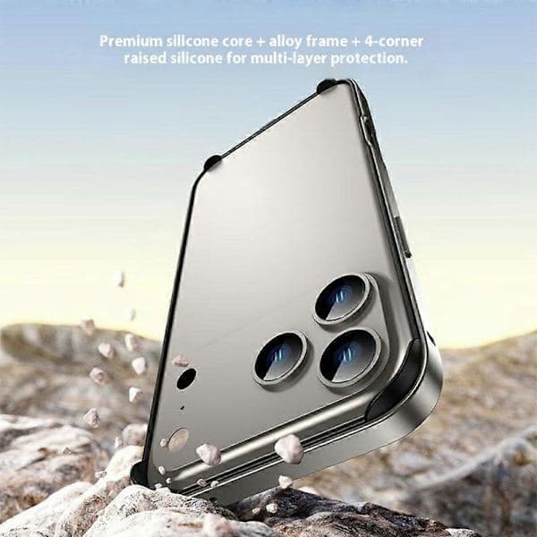 Etui til iPhone 17 Pro, hult varmeavledende silikonmetallstøtfangertelefonetui (sølv, sølv)