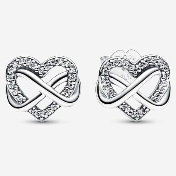 Pandora Sterling Sølv Mousserende Uendelighed Hjerte Øreringe 292667C01, Inkluderer Original Æske