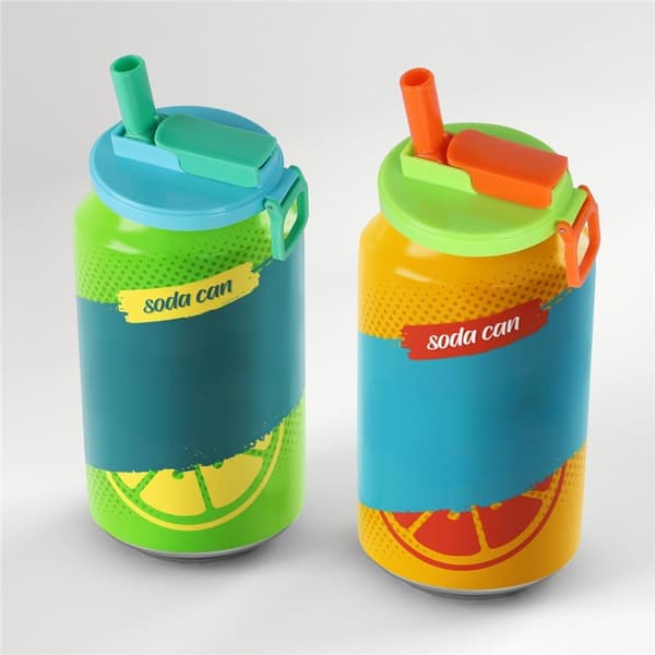1 genanvendeligt sodavandsdåselåg med silikonesugerør til dåsedrikke/øl Blå Blue