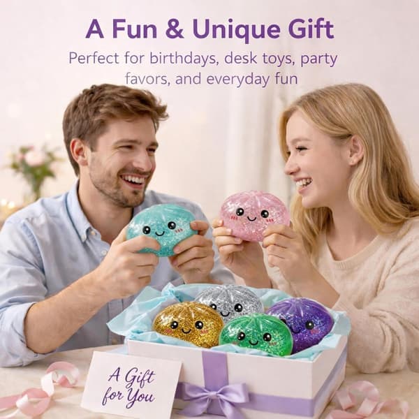 Glitter Dumpling Squishies Mystery Box, Myk Dumpling Stressavlastende Sensorisk Leketøy for Voksne (Sølv) sølv silver