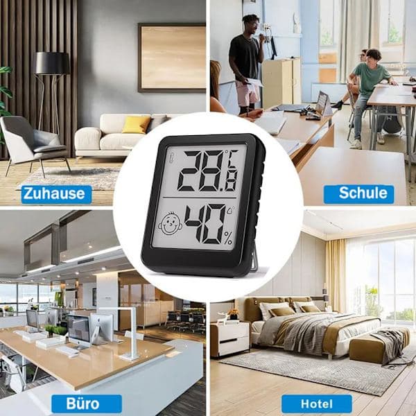 Trådlös termometer och hygrometer inomhus/utomhus - Vit/Svart black
