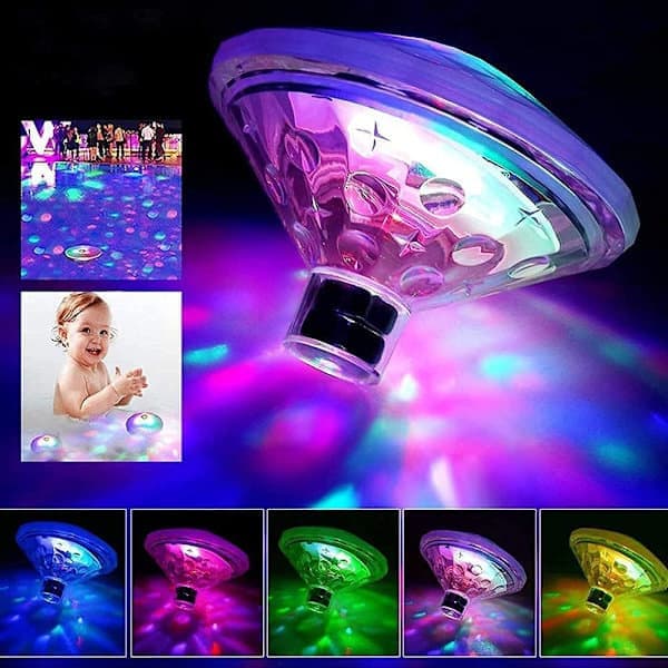 Flydende LED-badekarlys til bad, diskotek, dam, swimmingpool, børnebadelegetøj, 7 tilstande, forskellige farver, batteridrevet