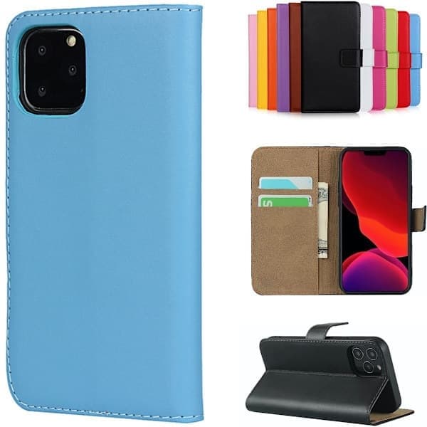 iPhone 12/12 Pro Plånboksfodral – Läder Flip-fodral med kortfack, Fullt skydd Blå blue