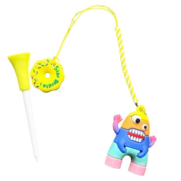Anti Lost Plast Golf Peg Hanger Tecknad Golf Peg Ring med Rem Peg Förlustskydd Golf Gul
