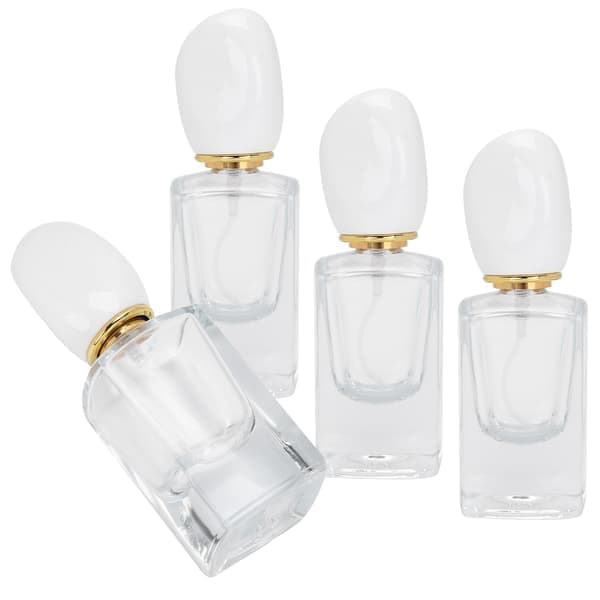 30 ml Parfymflaska i Glas, Spray, Påfyllningsbar Flaska, Tom Atomizer, Resebehållare (30 ml Vit Kapsyl)