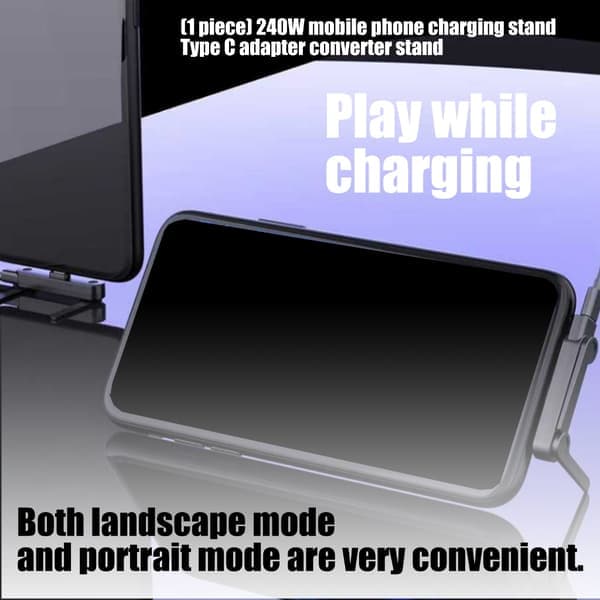 Snabbladdande 240W mobiltelefonhållare Typ C-port Hållbarhet ABS-ram Silver silver silver