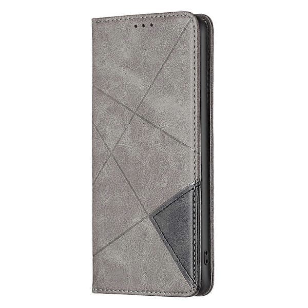 Plånboksfodral - Kortplatser, präglat läder, läder, kompatibel med Phone 17, grå Grey Grey