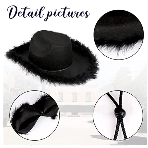 Cowgirlhatte, Fjerfilt Western Cowboyhat Sort Sort Sort Black