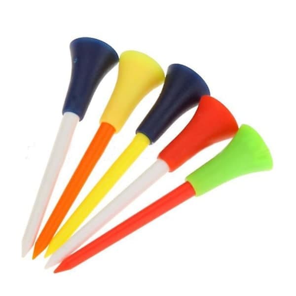 30-pak Multi-farvede Golf Tees i Plastik 83mm Holdbare Gummi Pads Top Golf Tee