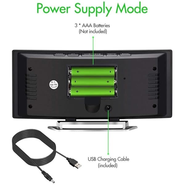 Digital Klocka Stor Display Multifunktionell LED Elektrisk Väckarklocka Spegelyta För Hem Sovrum Grön Green