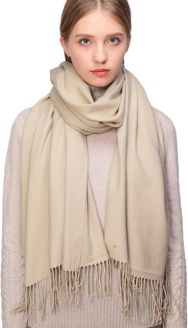 Skjerf til dame Pashmina sjal og omslag til bryllup Skjerf til dame Vinter beige beige
