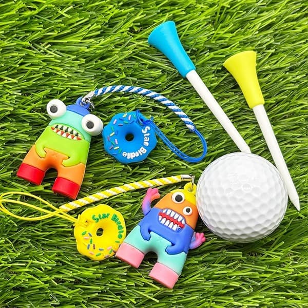 Anti Lost Plast Golf Peg Hanger Tecknad Golf Peg Ring med Rem Peg Förlustskydd Golf Gul