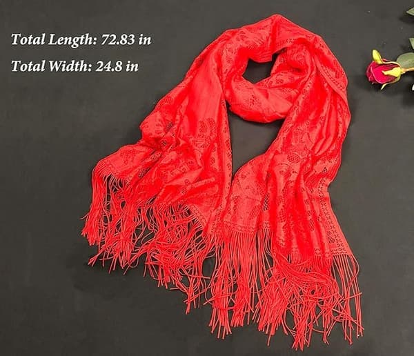 Kvinders blomstrede blondecardigans, sjal og wrap til aftenkjole, frynset blonde-pashmina-sjal til bryllupskostumefest, sort