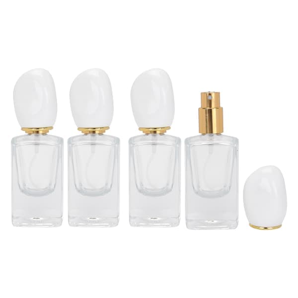 30 ml Parfymflaska i Glas, Spray, Påfyllningsbar Flaska, Tom Atomizer, Resebehållare (30 ml Vit Kapsyl)