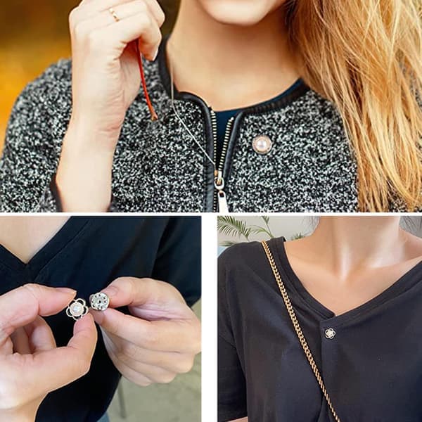 20 stk. bluse-nåle brocheknapper til kvinder, dækknapper, usynlige brocheknapper til kvinders skjorter, bluse-nåle til DIY-tasker, T-shirts, alt tøj