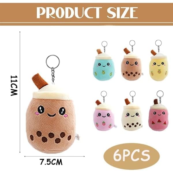 Mini avaimenperät 6 kpl Bubble Tea pehmoavaimenperä kawaii bubble tea avaimenperät reppuihin boba tea squishmallow pehmolelut