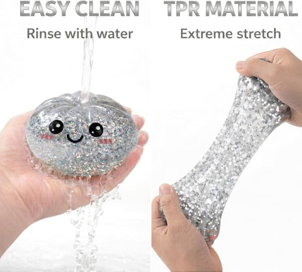 Glitter Dumpling Squishies Mystery Box, Mjuk Dumpling Stressavlastande Sensorisk Leksak för Vuxna (Silver) silver silver