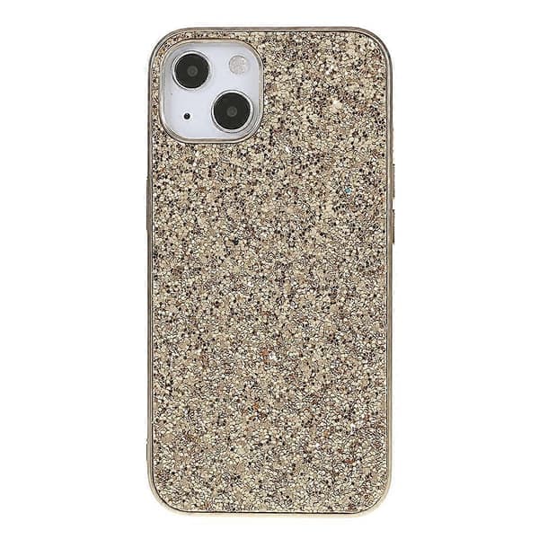 Mobilskal för iPhone 15 med elektropläterad ram TPU+PC Glitter Skal
