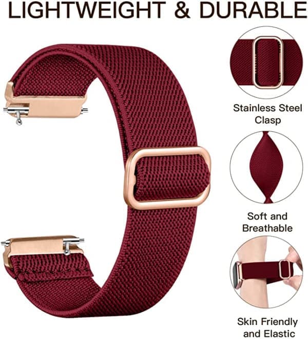Smartwatch elastisk nylon solo-rem, kompatibel med Fitbit Versa / Fitbit Versa 2-rem, blødt vævet justerbart sportsarmbånd, kvinder og mænd