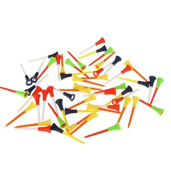 30-pak Multi-farvede Golf Tees i Plastik 83mm Holdbare Gummi Pads Top Golf Tee
