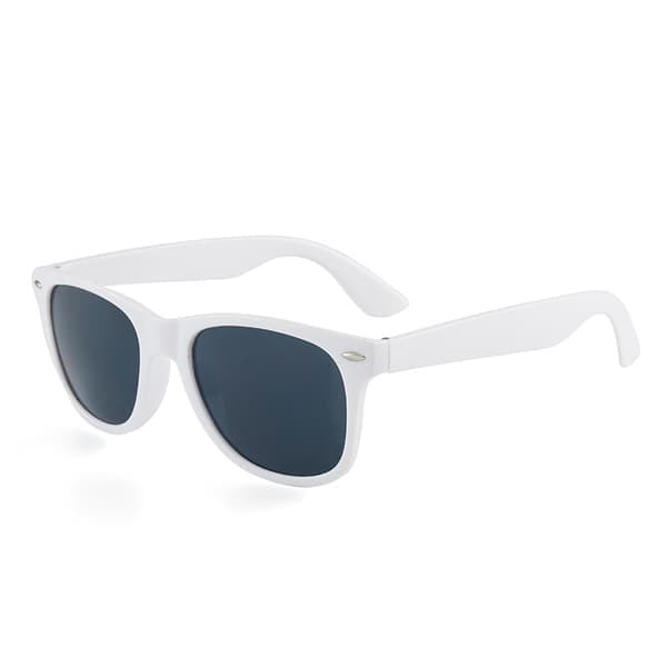 Retro Wayfarer aurinkolasit, valkoiset, mustat linssit