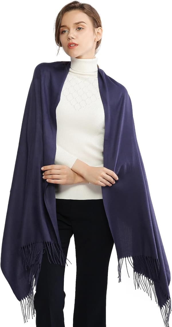 Dame Tørklæder Pashmina Sjaler og Wraps til Bryllup Tørklæder til Kvinder Vinter Navy Navy