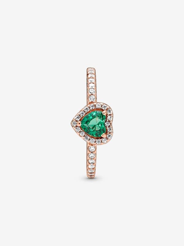 Pandora - Glitrende Forhøyet Hjertering - 14k rosegullbelegg Omkrets: 54mm Circumference: 54mm