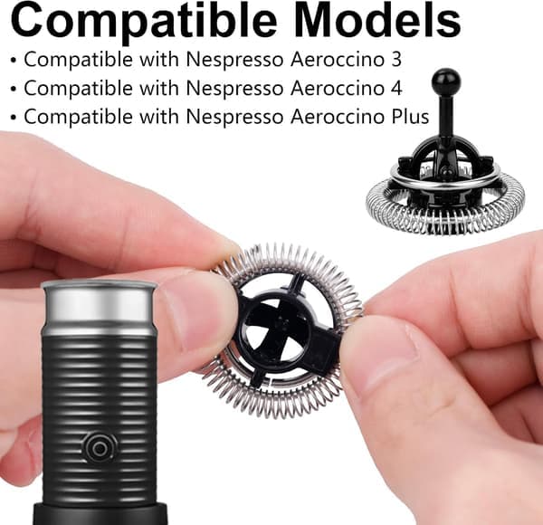 2-delt piskeris til Nespresso Aeroccino 3/4/Plus, reservedele til mælkeskummer, piskerisudskiftning til Nespresso mælkeprocessor tilbehør.