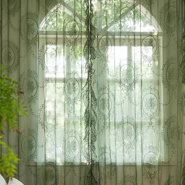 Beige spetsgardiner 2 st Vit 140*200cm White 140*200cm