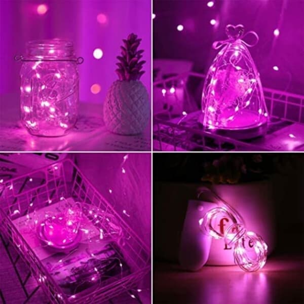 10-pack 1m Mini LED-ljusslingor Batteridrivna Rosa