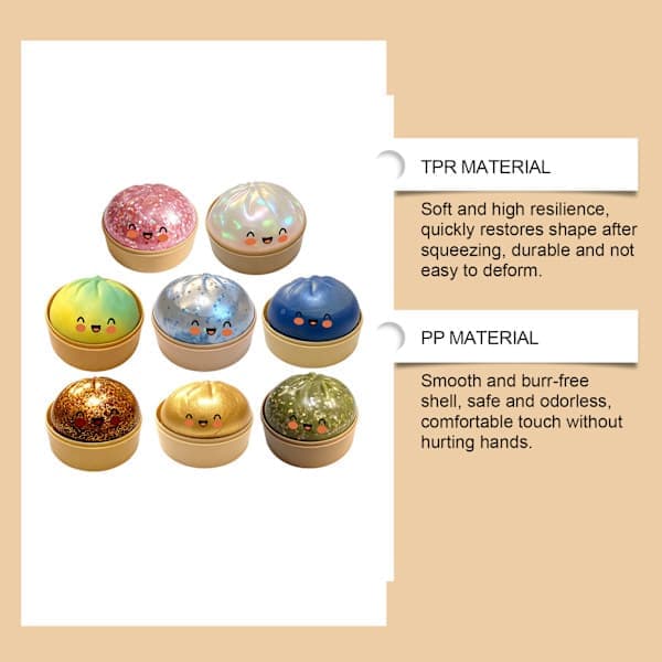 Jumbo Glitter Regnbåge Dumpling Stressavlastande Sensorisk Leksak med Ångkokarlåda, Långsamt Stigande Dekompression Dumplings för Vuxna och Barn blå blue