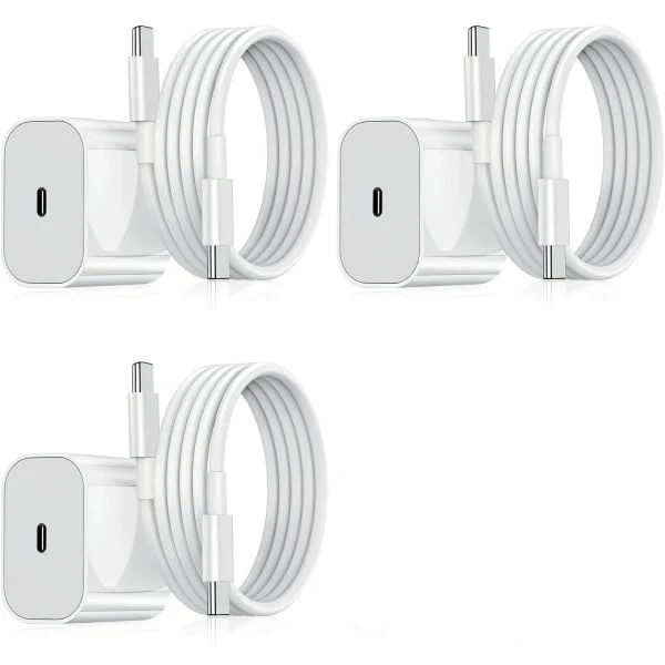 3-pack iPhone-laddare - Snabbladdare + Adapter + 20W Kabel Vit, One Size iPhone NT 3-Pack, USB-C Set